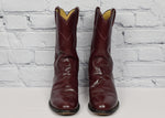 Vintage Burgundy JUSTIN Leather Roper Cowboy Boots - 6-1/2 B