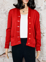Vintage 60's Red UNBRANDED Cardigan Sweater