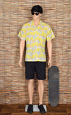 Vintage 80's Yellow/ Grey Palm Tree Print TROPICANA PRODUCTS INC. Hawaiian Shirt - M