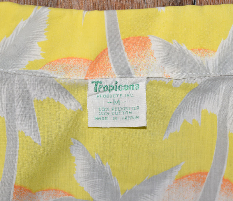 Vintage 80's Yellow/ Grey Palm Tree Print TROPICANA PRODUCTS INC. Hawaiian Shirt - M