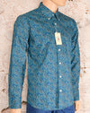 New w/ Tags RELCO LONDON Blue Paisley Button Down Shirt