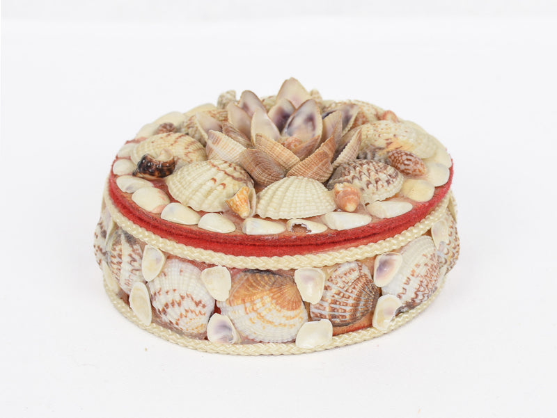Vintage Seashell Round Jewelry Trinket Box