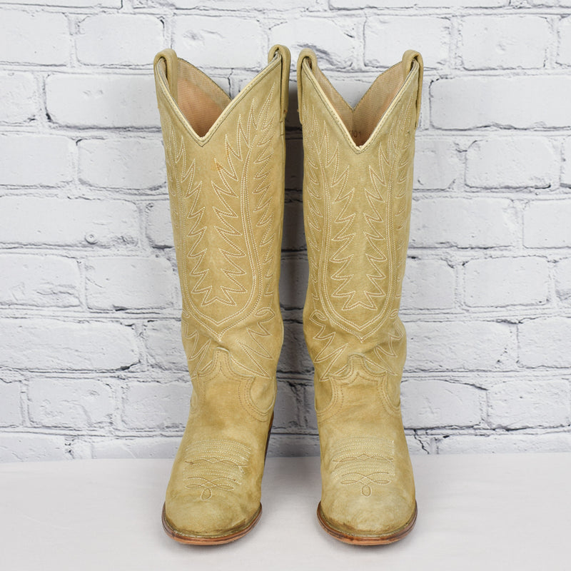 Vintage Tan 50s ACME Suede Leather Western Cowboy Boots - 6-1/2 D