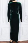 Vintage 90's Green AMANDA LANE Velvet Formal Dress - 12