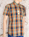 New w/ Tags RELCO LONDON Orange & Blue Check Button Down Shirt