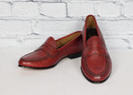 Vintage Maroon PERSONALITY Textured Leather Penny Loafers - 4-1/2 B/2A