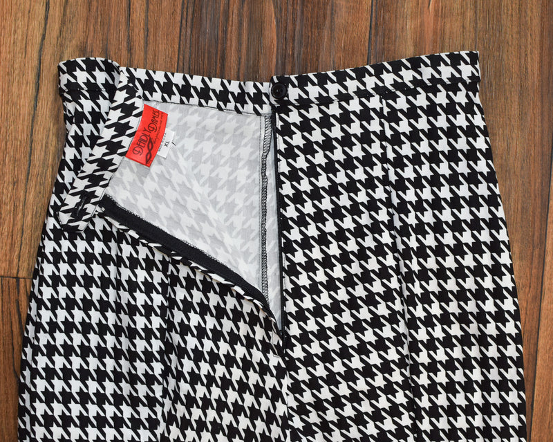 Rare - Black & White Houndstooth DEADLY DAMES by Micheline Pitt Cigarette Pants - XL