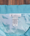 Vintage 90's Turquoise MIKAROSE Polyester Midi Dress w/ Tie - S