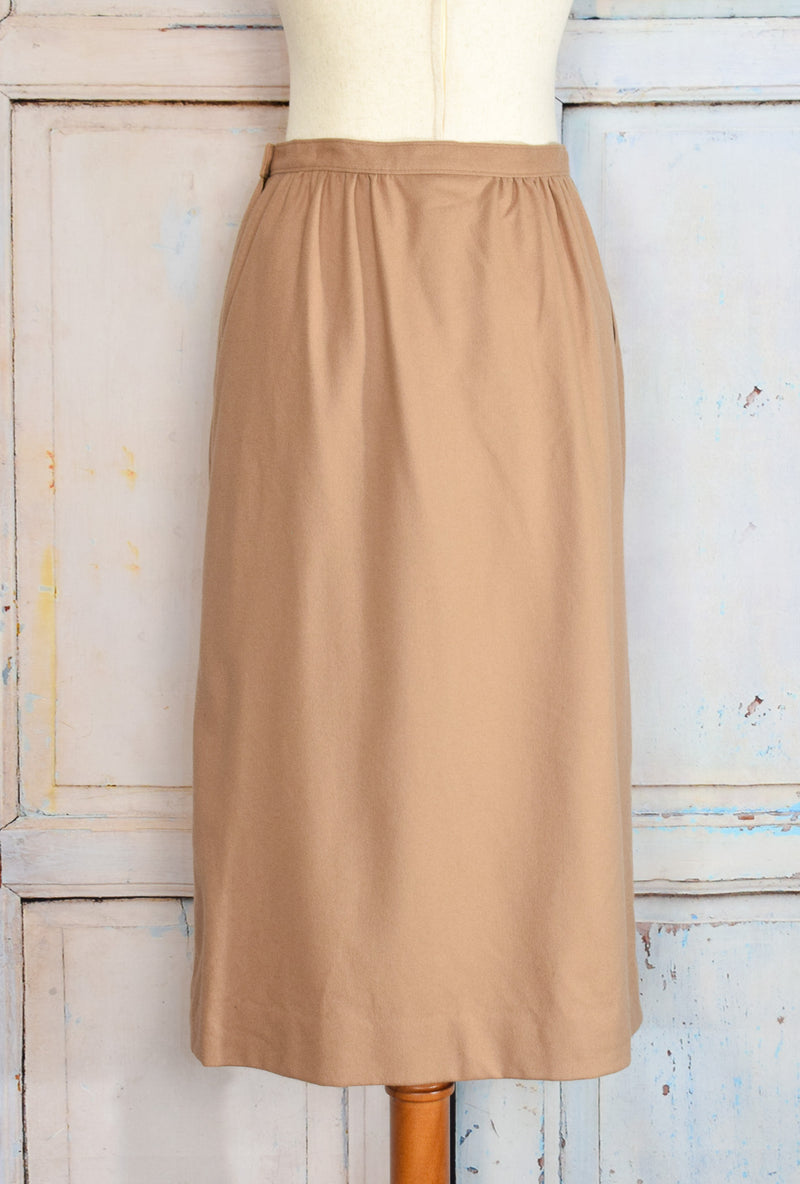 Vintage 80s Light Brown PENDLETON Virgin Wool Midi Skirt - 10