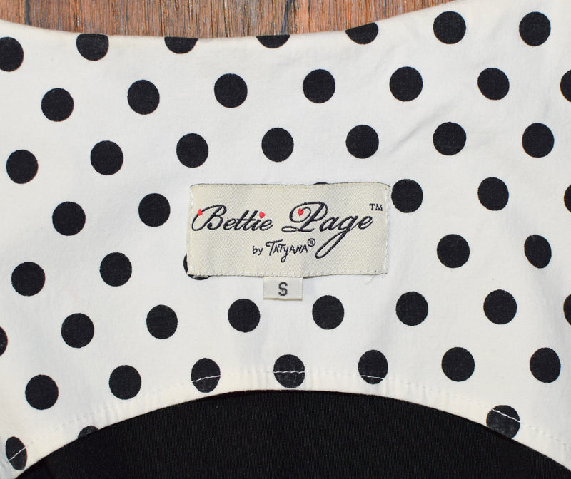 Black/White BETTIE PAGE by TATYANA Polka-Dot A-Line Dress - S