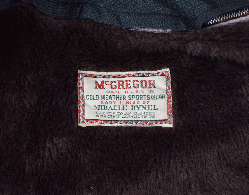 Rare - Vintage 50s/60s Grey & Black Plaid BOSTON HARBOR Trench Coat w/ McGREGOR Fur Lining - 40R