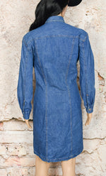 Rare - Vintage 80's Blue Denim RALPH LAUREN Long Sleeve Dress - 6
