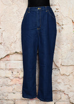 Vintage Dark Blue BLAIR High Waisted Elastic Back Straight Jeans - 14