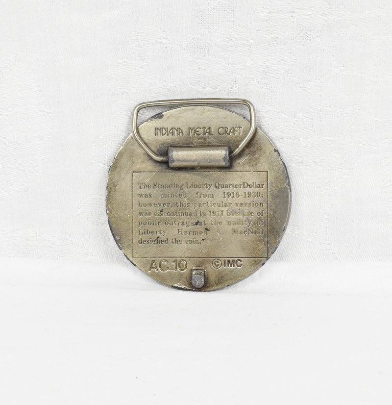 Vintage Indiana Metal Craft - The Standing Liberty Quarter Dollar - Metal Belt Buckle