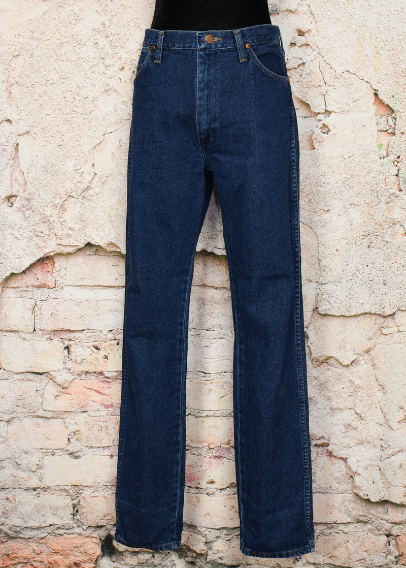 Vintage 90's Dark Blue WRANGLER High Waisted Cowboy Cut Red Label Denim Jeans - 11 X 34