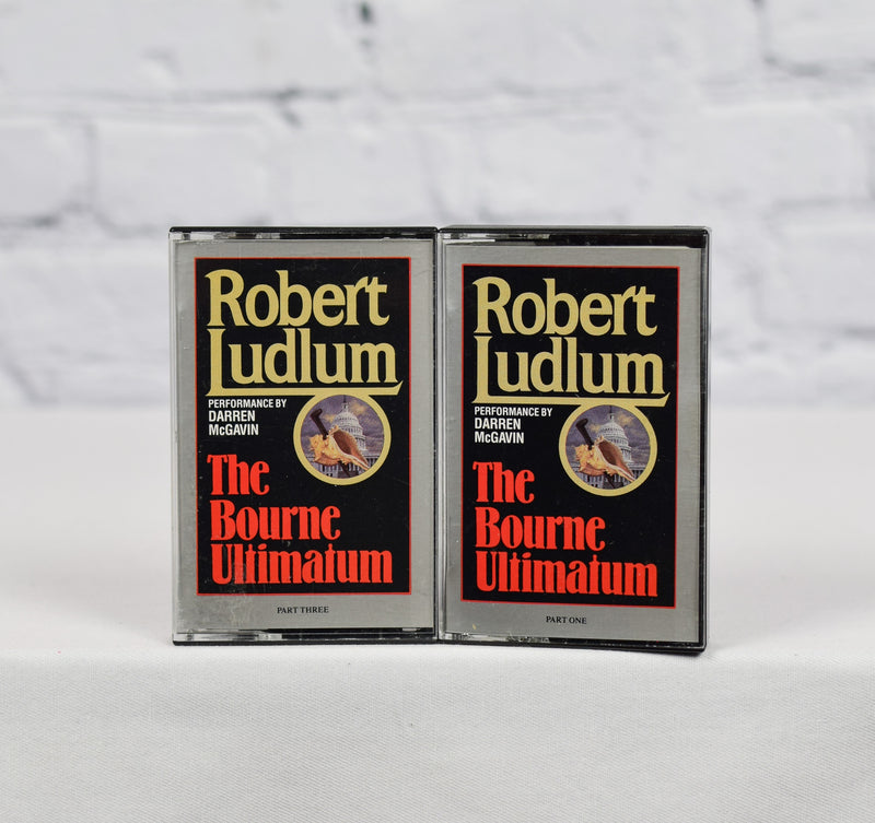 1990 Bantam Audio - The Bourne Ultimatum by Robert Ludlum - 2 Cassette Tape Audiobook Set