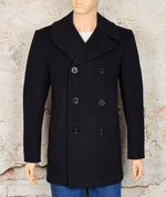 Vintage Black Heavy Wool NAVY Pea Coat