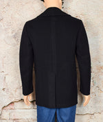 Vintage Black Heavy Wool NAVY Pea Coat