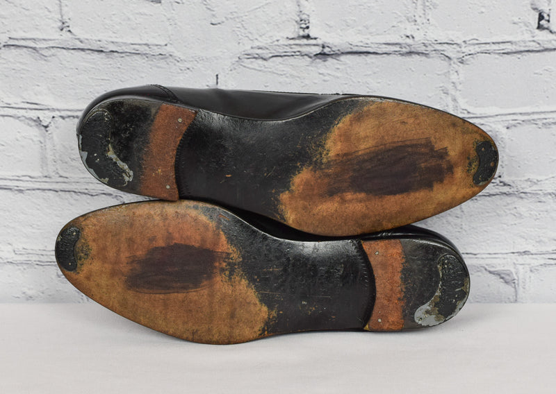 Vintage Black JOHNSTON & MURPHY Tassel Loafer Dress Shoes - 9-1/2 M