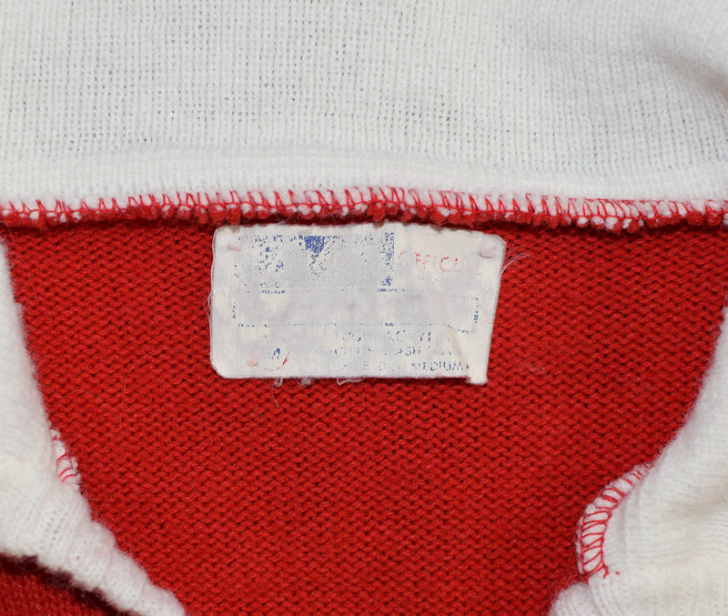 Vintage 50's Red/White DEHEN OFFICIAL Varsity Striped Pullover Sweater - M