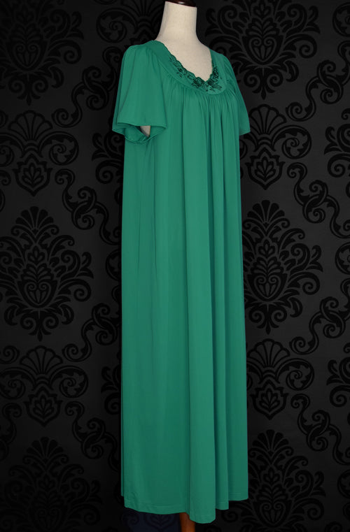 Vintage 2000s Green SHADOWLINE Nylon Short Sleeve Nightgown - L