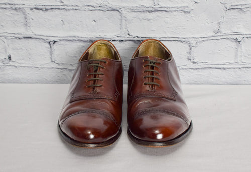 Rare Vintage Brown ALLAN TEMPLE IMPERIALS Leather Cap Toe Oxford Dress Shoes - 7-1/2 D