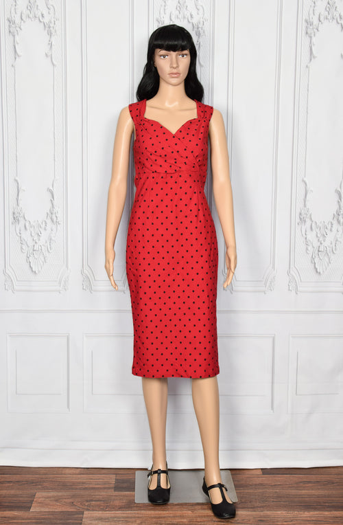 Red/Black Polka-dot ROCK STEADY Wiggle Pinup Rockabilly Dress- XL