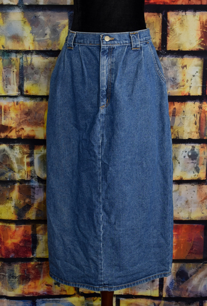 Vintage 90's Blue Denim VIVALDI JEANSWEAR Jean Maxi Skirt - 14