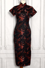 Black/Red Floral Cheongsam SI MEI JIN Qipao Chinese Dress - M