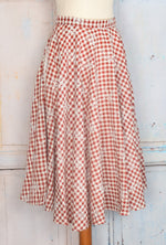 NWT - UNIQUE VINTAGE X MAGNOLIA PLACE Red Gingham & Floral Eyelet Sally Swing Skirt