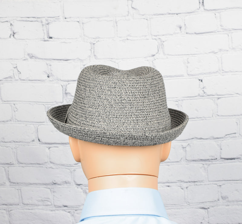 Men's Bailey of Hollywood BREED "What's on your mind?" Grey Straw Fedora Hat - Medium