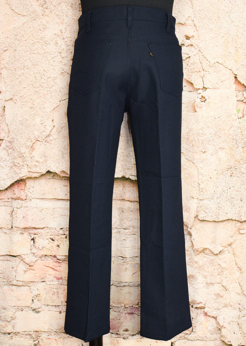 Vintage 70s Dark Blue LEVI'S 517 Polyester Pants - 36 X 32