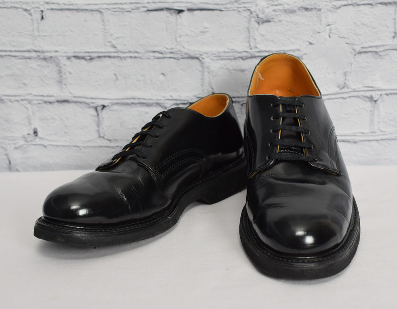 Vintage Black UNBRANDED "Nail Less Heel Seat" Leather Oxford Steel Toed Shoes - 8
