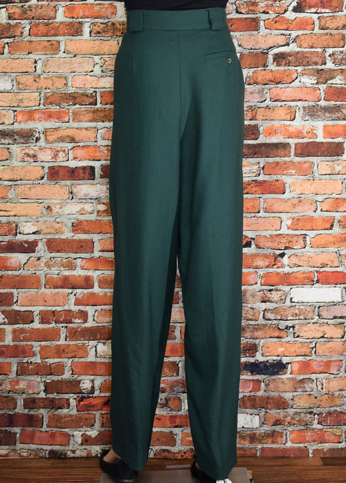 Vintage Green GIORGIO SANT' ANGELO Pure Wool High Waisted Dress Pants - 16
