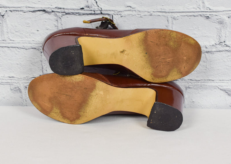 Vintage 50s Burgundy Brown JEANNE Heel Pump Shoes