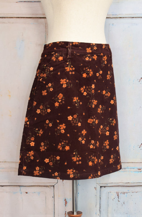 New w/ Tags MODCLOTH X PRINCESS HIGHWAY Brown Autumn Bloom Lane Corduroy Mini Skirt - 12 (AU)