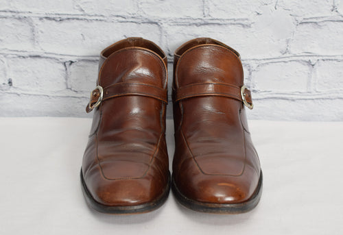 Vintage Brown SEARS "Easy Flex" Leather Chukka Buckle Boot Shoes - 9 D
