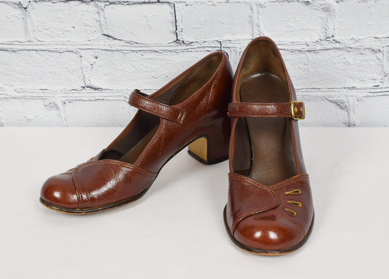 Vintage 50s Burgundy Brown JEANNE Heel Pump Shoes