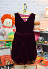 Girl's Vintage Sweet Kid's Burgundy Velvet Sleeveless Dress - 6