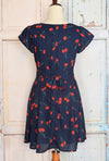New w/ Tags UNIQUE VINTAGE Navy & Red Cherry Print Fit & Flare Dress - S