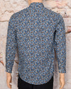 Blue/Brown Floral BEN SHERMAN "Tailored Skinny Fit" Long Sleeve Button Up Shirt - 16 32-33