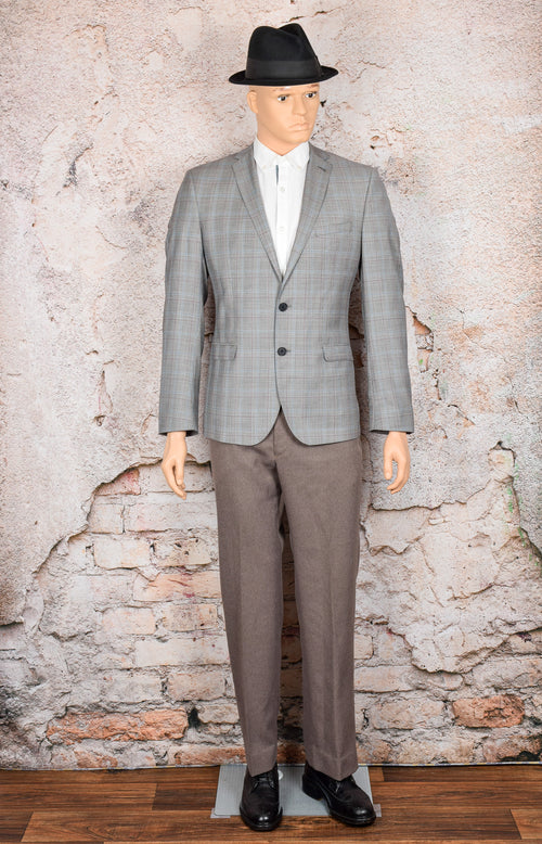 Grey Plaid BEN SHERMAN "Camden" Tailored Skinny Fit Blazer - 40R