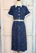 New w/ Tags MODCLOTH X BRIGHT & BEAUTIFUL Blue Solar System Salute Midi Dress