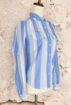 Vintage 80's Blue Striped MERVYN'S FOR HER Long Sleeve Button Up Shirt