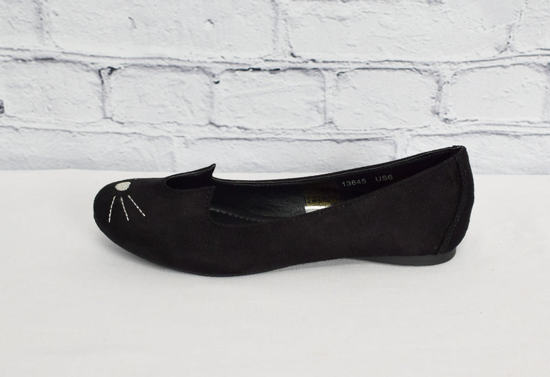 New In Box T.U.K. FOOTWEAR Black Suede Sophistakitty Ballet Flats - 6