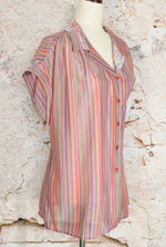 Vintage 70's THAT'S RIGHT CALIFORNIA Multicolor Striped Button Up Shirt - 42 - Deadstock