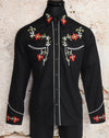 NWT - RELCO LONDON X RED STAR RODEO  Black Western Flower Embroidered Shirt