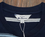 New w/ Tags BEN SHERMAN Navy Blazer Collegiate Stripe Crew T-Shirt - M