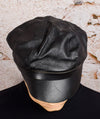 Vintage Black Leather Biker Rockabilly Greaser Hat - One Size