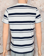 New w/ Tags BEN SHERMAN Bright White Textured Stripe Crew T-Shirt